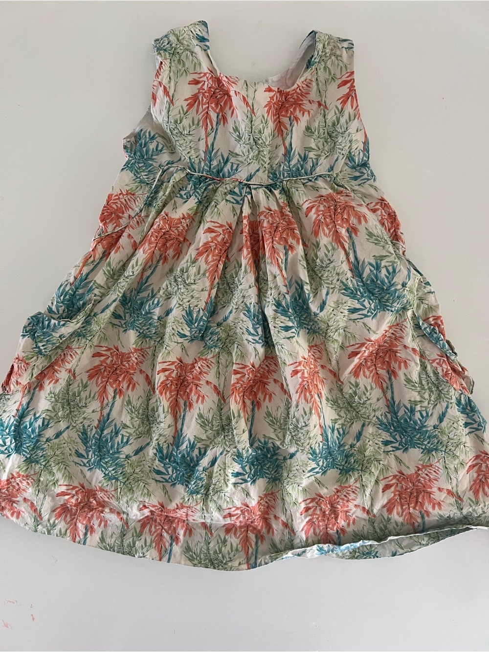 Neck & Neck Girls Tropical Palm Print Cotton Dress | 4Y